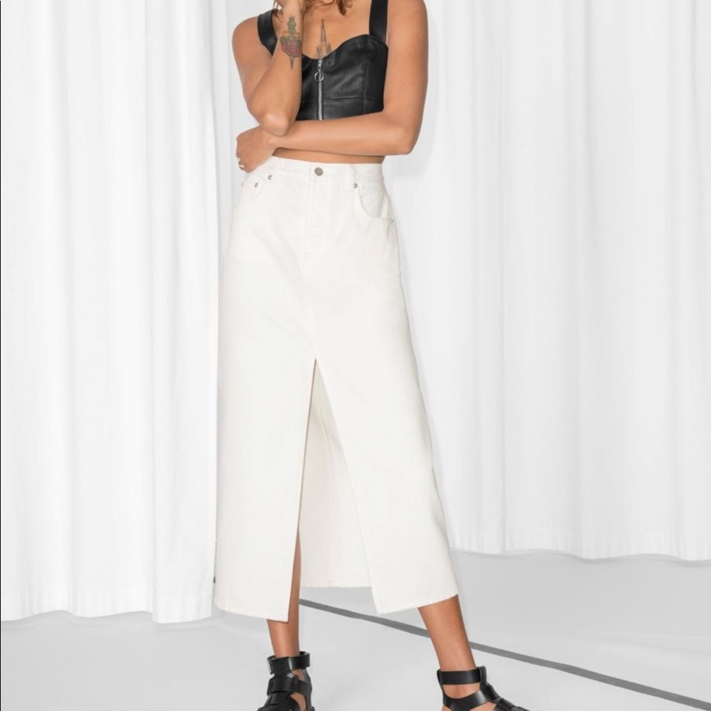 NWT & Other Stories Front Split White Denim Skirt